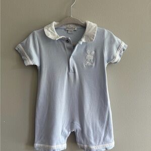Kissy Kissy Light Blue Baby Romper with Bunny Embroidery